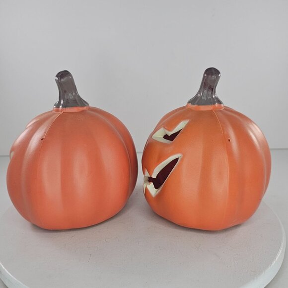 Set Of 2 Gemmy Light-Up Halloween Jack-O-Lantern Decorations Pumpkin - Picture 9 of 9